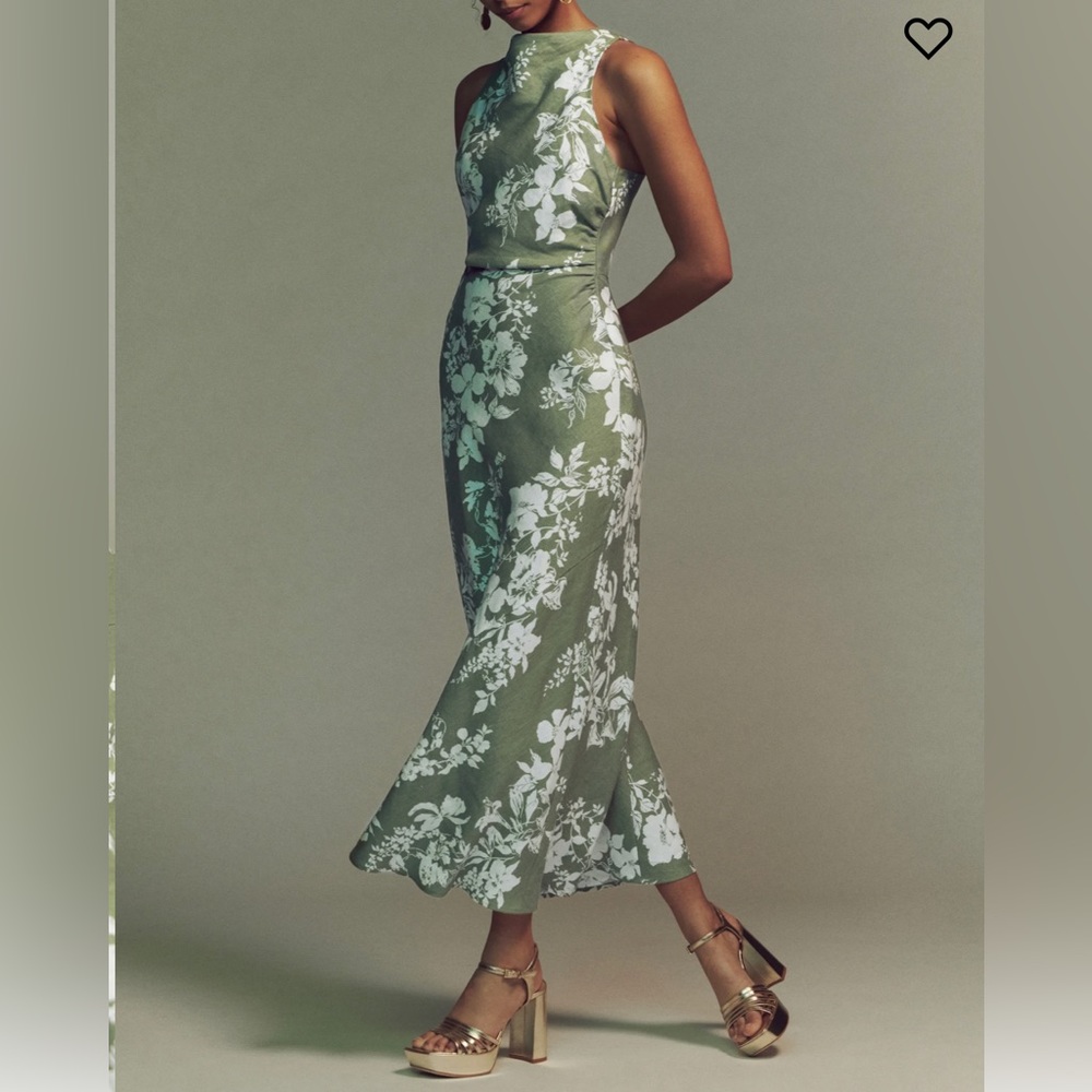 Reformation Opened back Linen Midi Dress